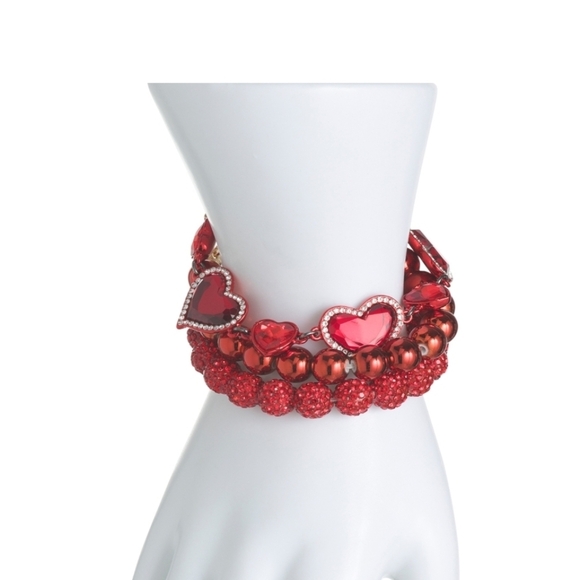 ❤️🔹️Betsey Johnson 🔹️Love Spell Multi Red Heart  Bracelet And Necklace Set - Picture 7 of 7